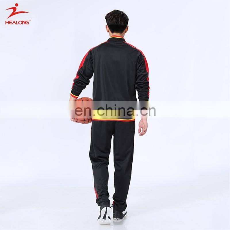 2017 Customise Black Top Design Tracksuit Sport Fashion Latest Basketball Tracksuit Set
