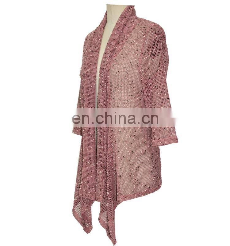 Old Woman Rose Plain Mesh See-Through Kimono Cardigan joker design blouse