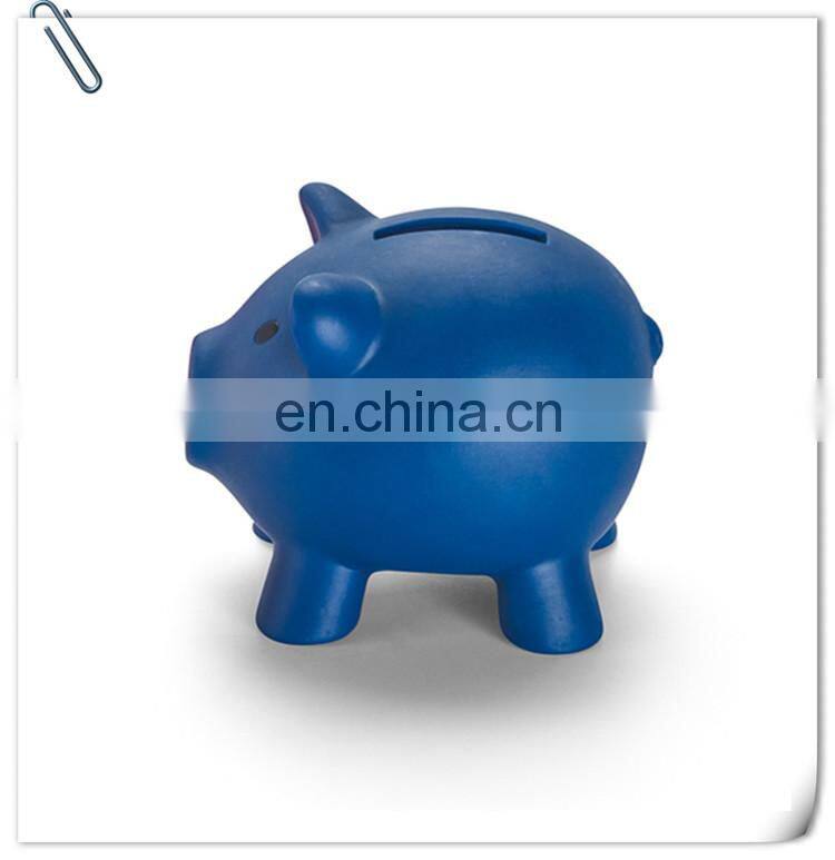 piggy shaped plastic pvc coin bank and money box coin can with bottom lid