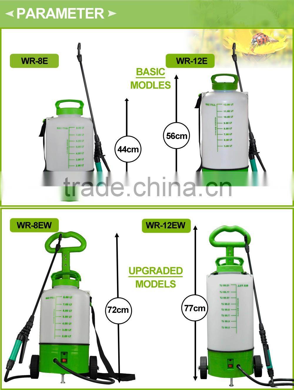 (1029) 2Gal no pump battery operated garden water household battery weed sprayer