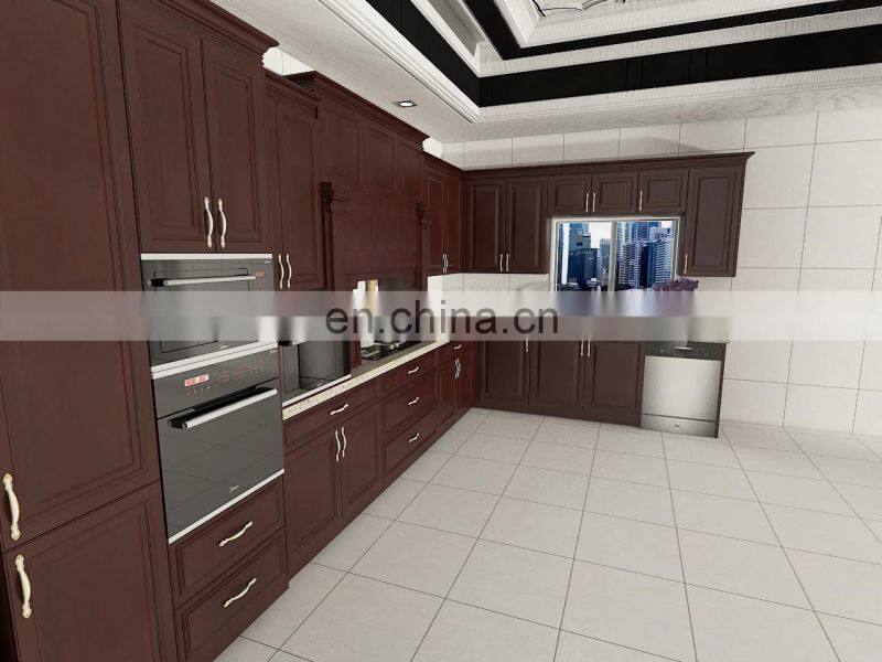 Superior Quality Solid Wood Modern Design Kitchen cabinet with cabinet handle