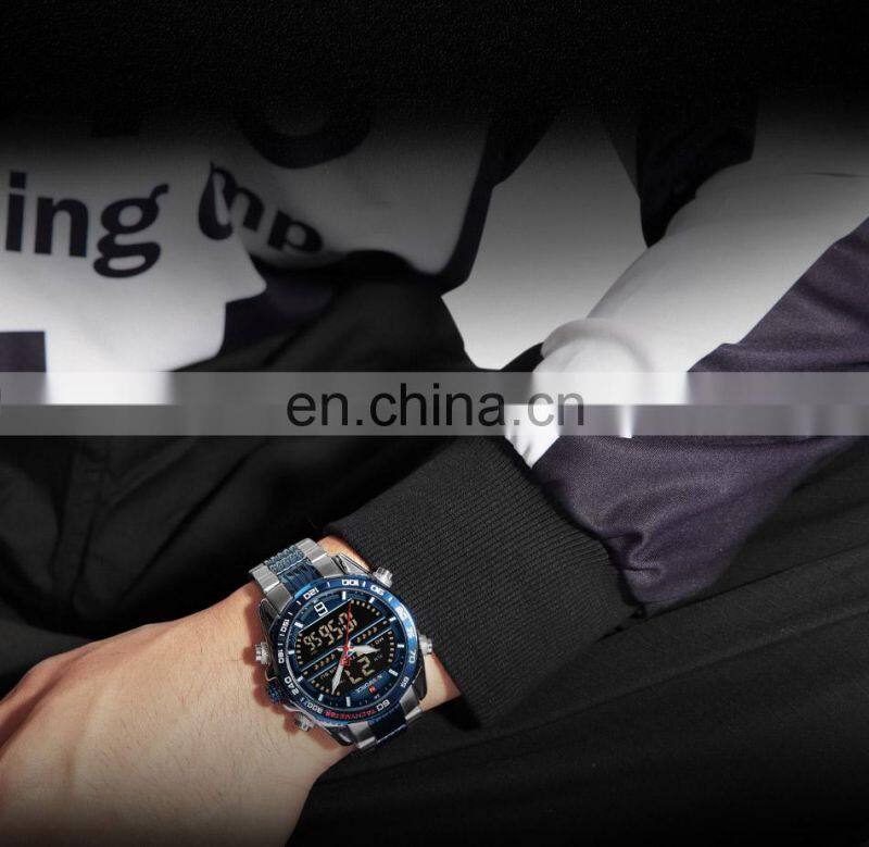 NAVIFORCE 9195 Luxury Brand Digital Sport Watch Men Steel Band Waterproof Chronograph Alarm Clock Luminous Quartz Wristwatch