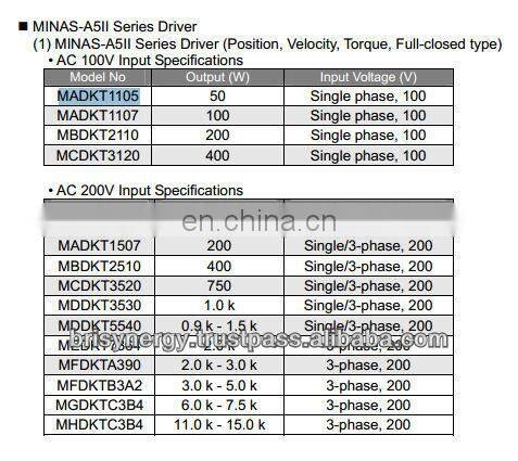 Panasonic MINAS A5II Series Servo Drive MADKT1107 Panasonic 100w driver