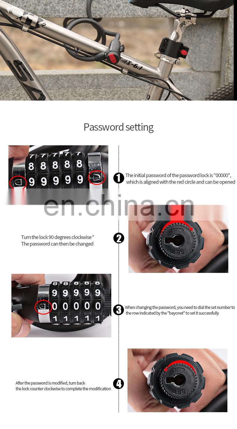 Bicycle lock Anti-theft mountain bike password lock Steel cable lock Bicycle riding accessories General electric bicycle