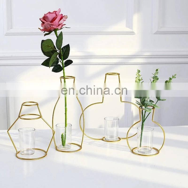 Retro Iron Line Table Flowers Vases Nordic Decoration Home Metal Plant Holder Nordic Styles Flower Vase Home Decor