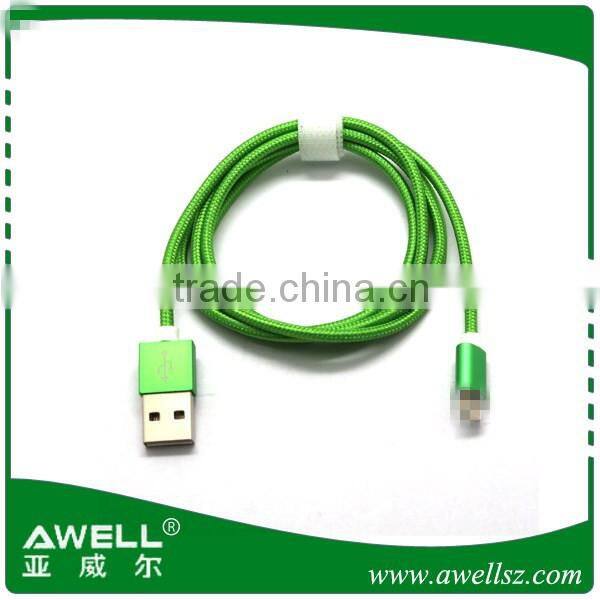 Wholesale OEM Brand Colorful Aluminum Metal Shell Connectors Tip 3FT Nylon Braided Wire Fabric Micro USB Cable