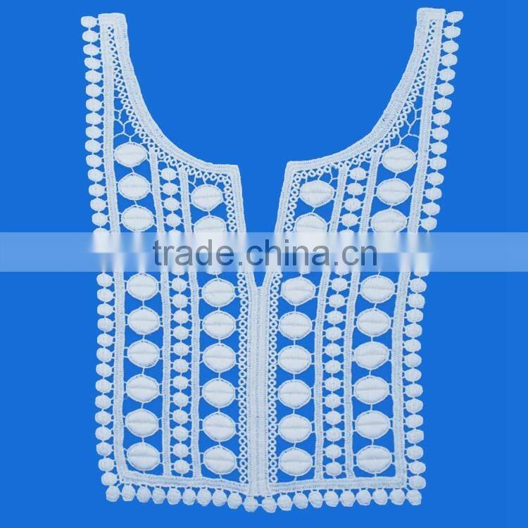 OEM Custom shaped cotton crochet lace pattern embroidered applique neck patch for ladies dress or garment