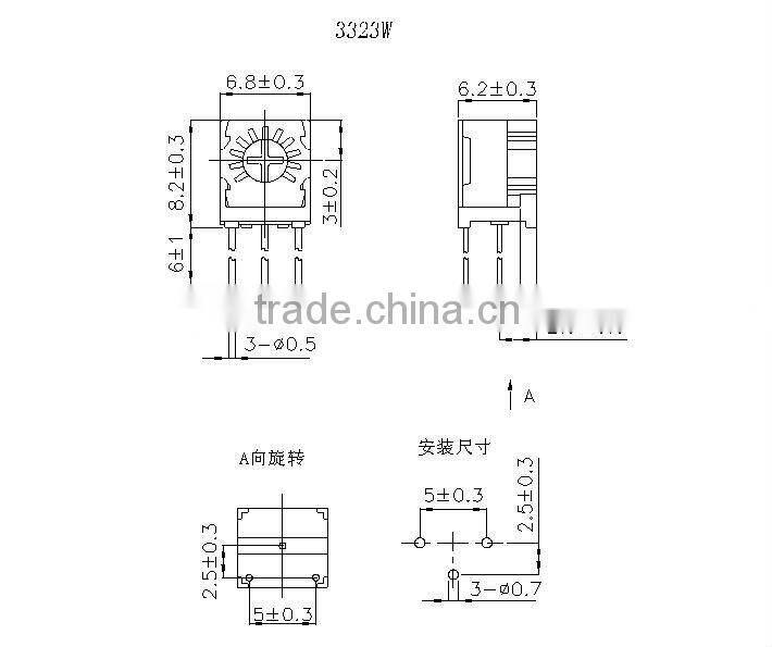 0.5W precision potentiometer 3323W Single turn 10k linear potentiometer