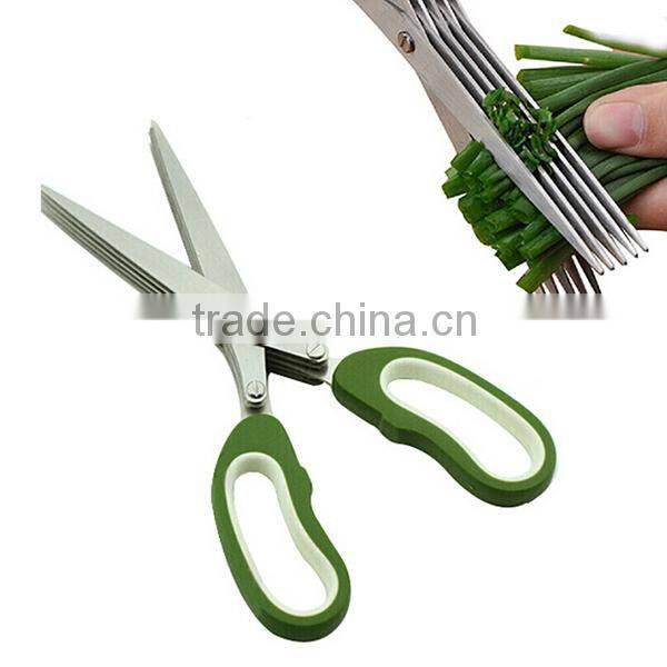 FDA approved stainless steel multifunctional magnetic kitchen multi-purpose shears scissors 5 layers herb scissors