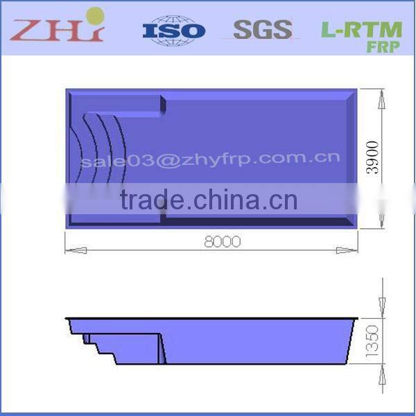 Custom One Piece FRP Fibreglass Swimming Pool(L8.0MxW3.9M)