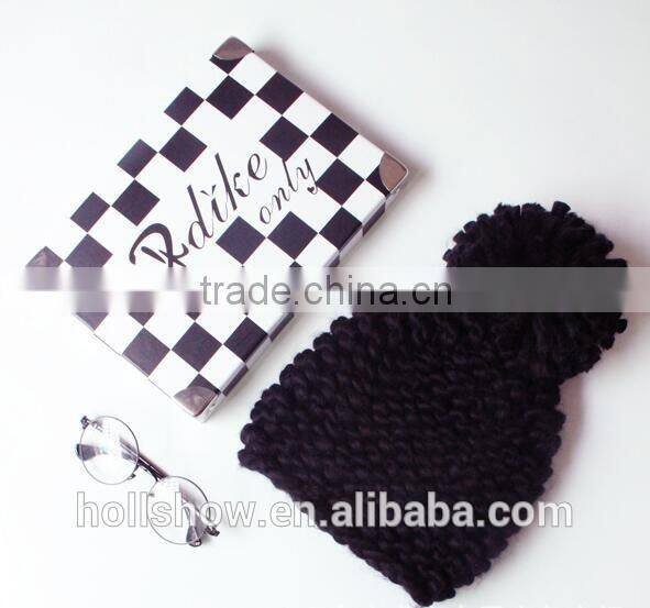 2016 Newest Fresh Macaron Color Thick Iceland Yarn Knitted Pom Pom Beanie Caps