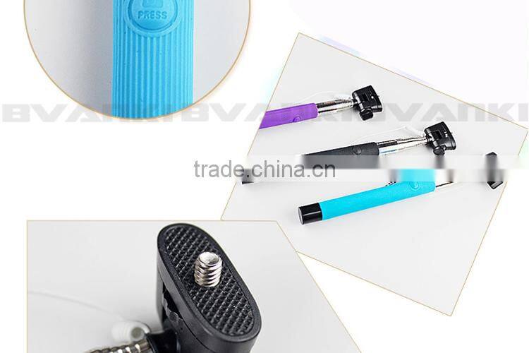 2016 shenzhen new premium colorful cable take pole wired monopod selfie stick for iphone 6s/6s Plus Free Samples