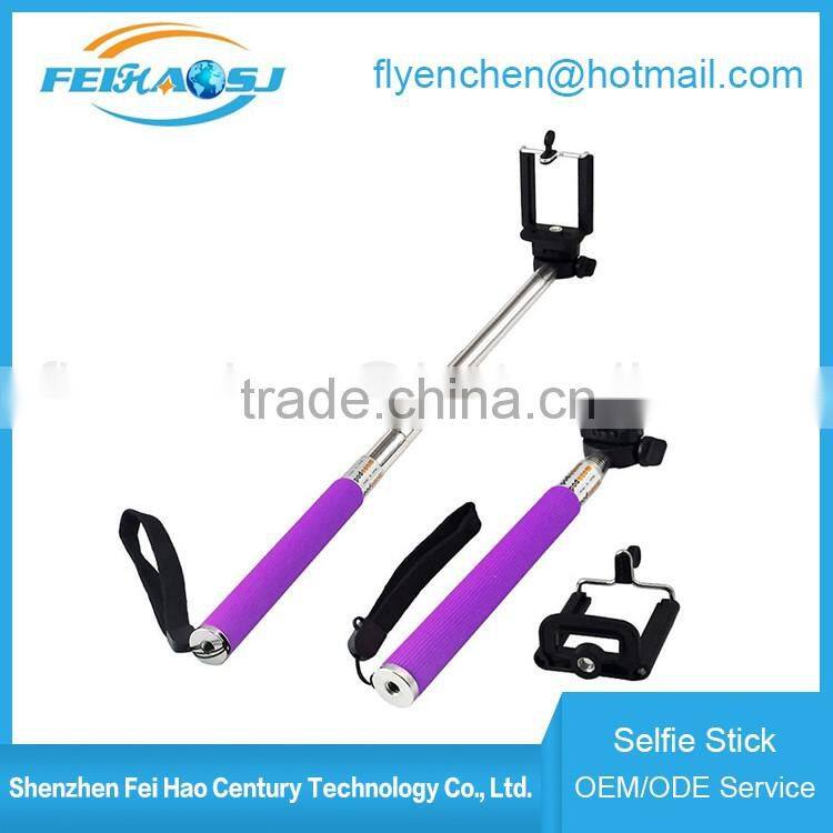 Bluetooth wireless mobile phone selfie stick monopod with retail packaging for iphone, for samsung