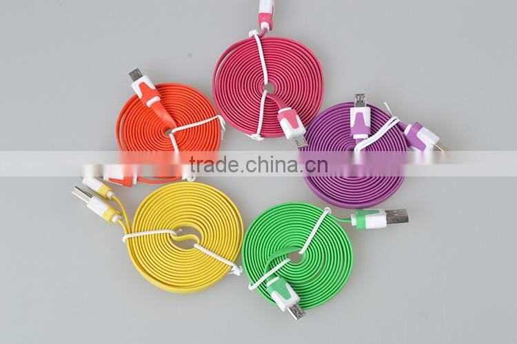 Flat Noodle design Micro usb cable for iphone6/for samsung