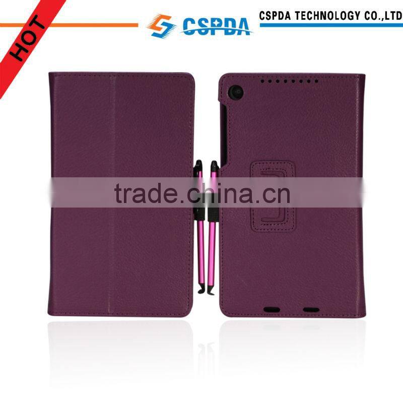For new google nexus 7 2 purple back stand case cover , hand strap with pen slots