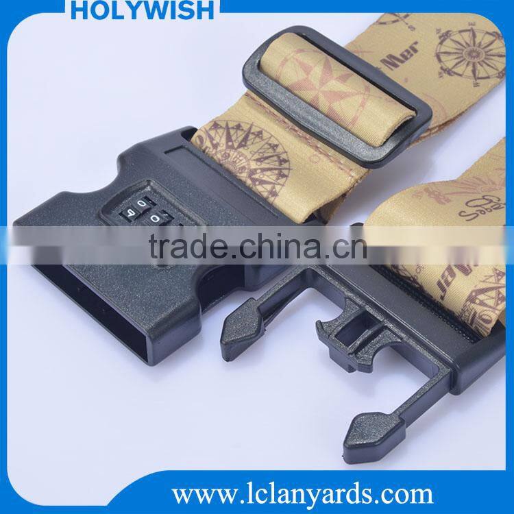 Heat Transfer Printed Fashion Travel Luggage Strap With Digital Lock