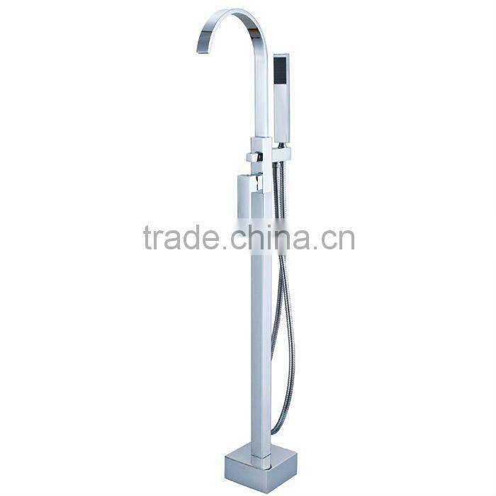 High Quality Brass Floor Mixer, Standing Bathtub Mixer, Square Chrome Finish