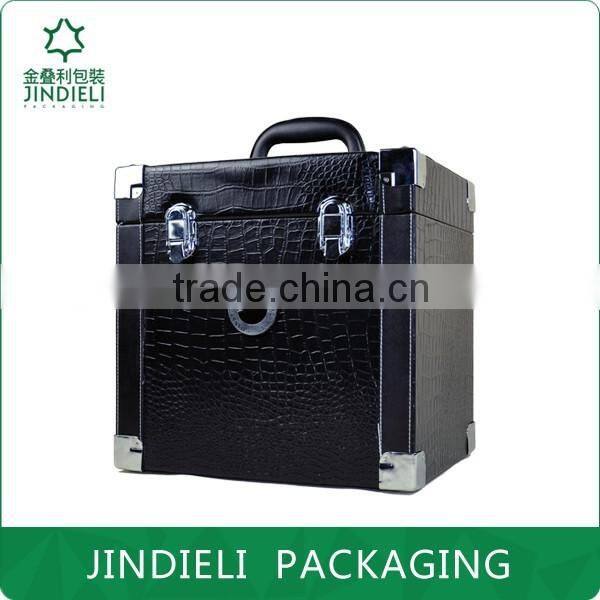 black high-end wine wooden box with accessories