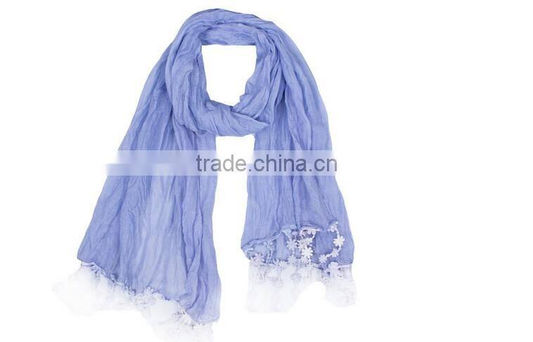 new model elegant plain lace trim scarf/