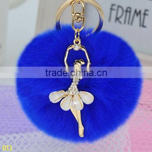 Cell Phone Car Handbag Charm lady Fur Ball Keychain/