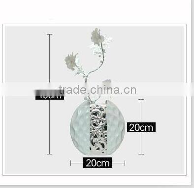 Home decor interior decorating ceramic vase electroplated with crystal flower