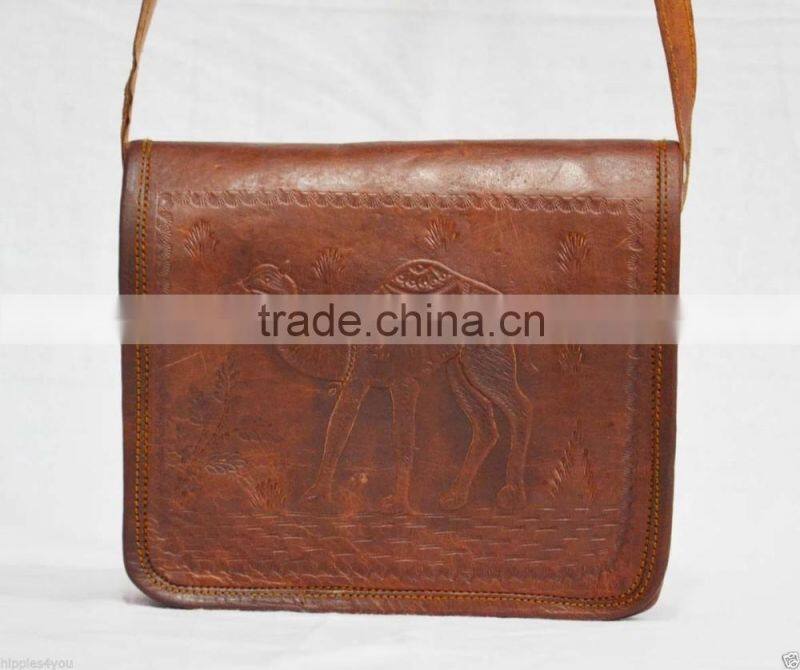 Real Goat Leather Vintage Messenger Shoulder Bag Cross Body Laptop Bag Indian Genuine Leather Bag