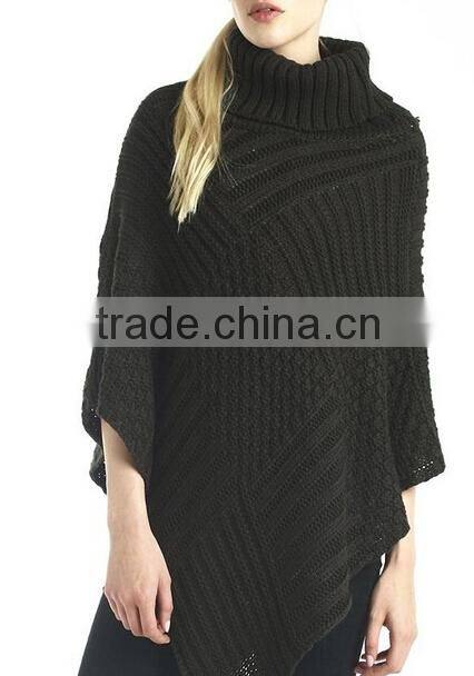 Winter Skies Black turtleneck poncho sweater