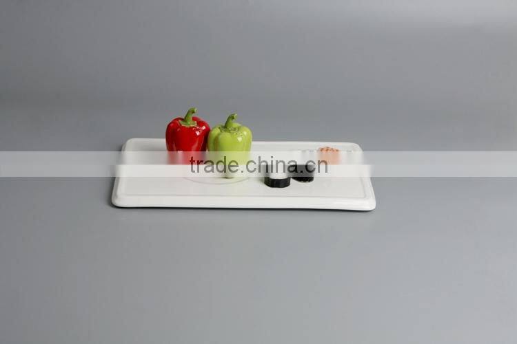 14'' white fine China rectangular ceramic big tray