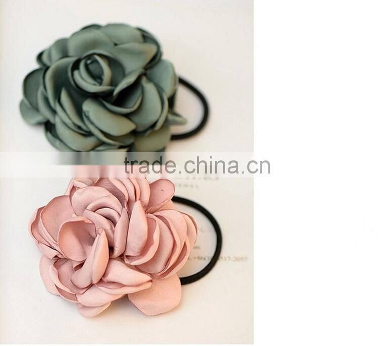 Burned Rose Flower Elastic Hair Band,Women Flower Scrunchy Hair Ring