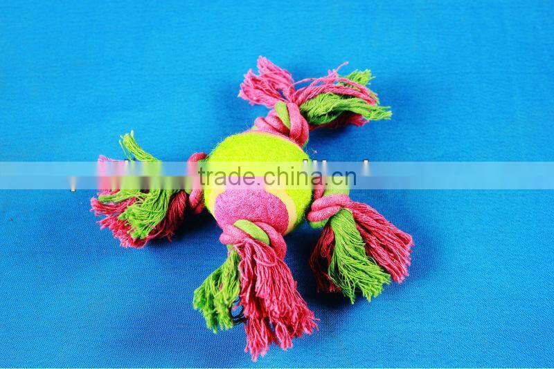 2013 cotton rope toys with tennis ball pet toys