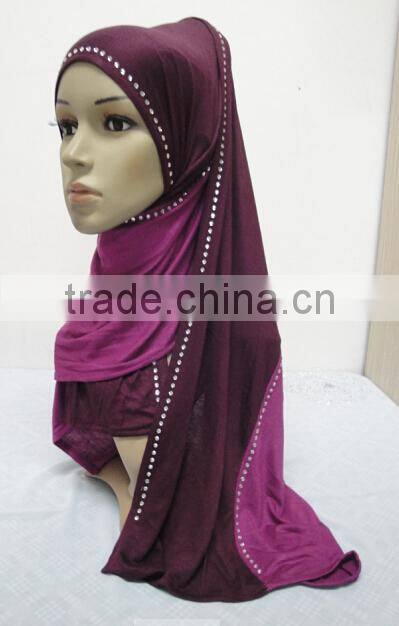 JL045a cotton jersey black with colors combine mulim scarf,muslim hijab