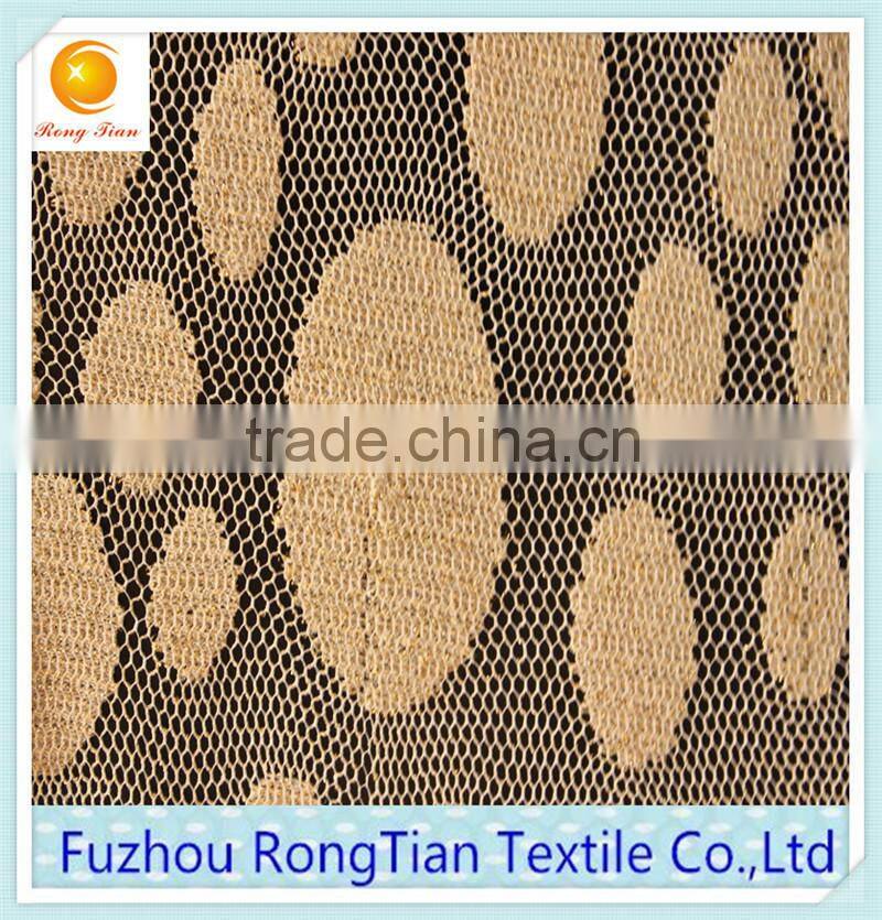 Royal gold thread knitted cord lace fabric for wedding dress