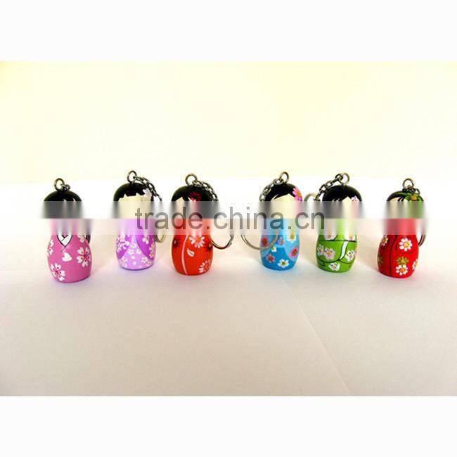 Doll stylish key ring wooden key chain ring cute bike key ring