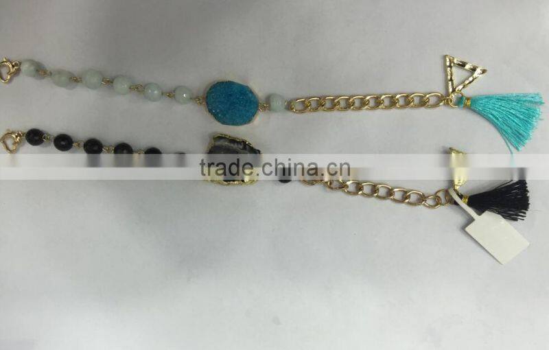 2015 Latest Popular Natural Stone Beads Chain Link Bracelet