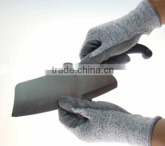 cut resistant gloves / working glove coated with grey PU
