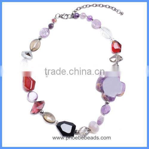 Wholesale Multi-color Glass Acrylic And Agate Cross Beads Gemstone Jewelry Fancy Necklace For Women GN-M001