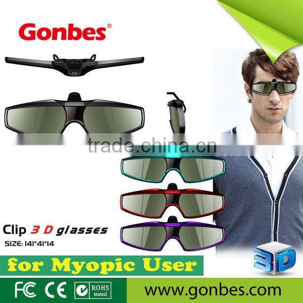 New Model!! CLIP-ON 3D Active Glasses with IR, Bluetooth, DLP-Link Signal, competible price from Gonbes