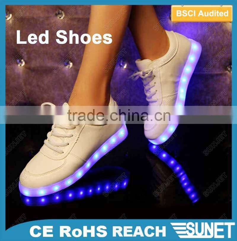 2016 Unisex Women Men USB Charging Flashing led light running shoes