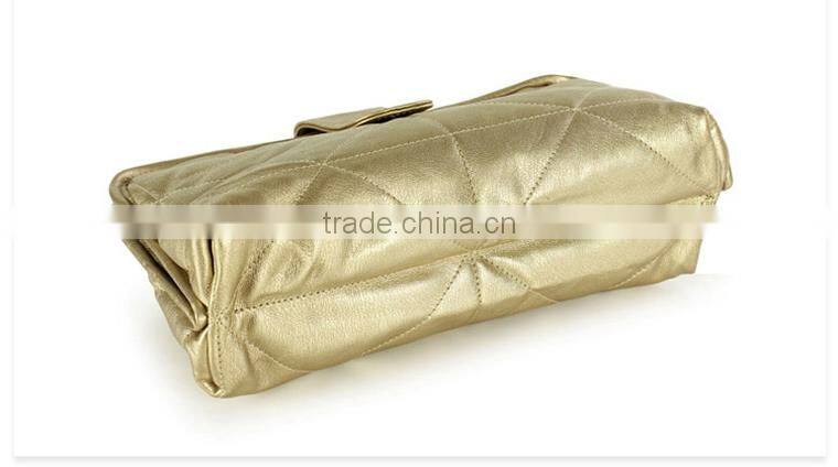 Golden PU Evening Cosmetic Bag With Snap