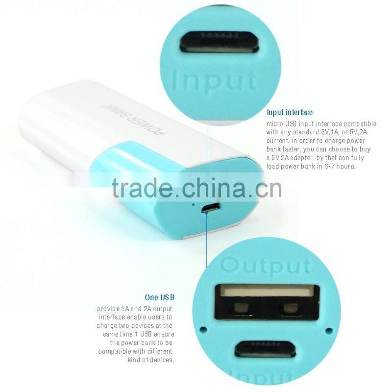 2016 New Mini Power Bank 2400mAh Portable Charger 18650 Charger Device for Smart Mobile Phone Power Supply Powerbank 6598