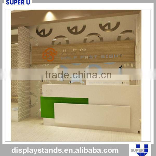 Customized attractive white reception counter