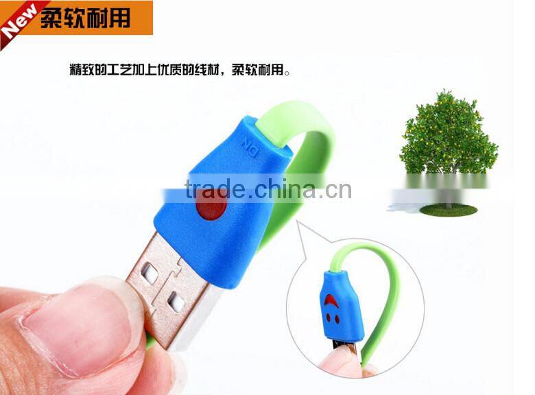 Cute Smile Face Colorful Flat Noodle Micro USB 3.0 Data Sync Charger Cable For Samsung Galaxy Note3/S5