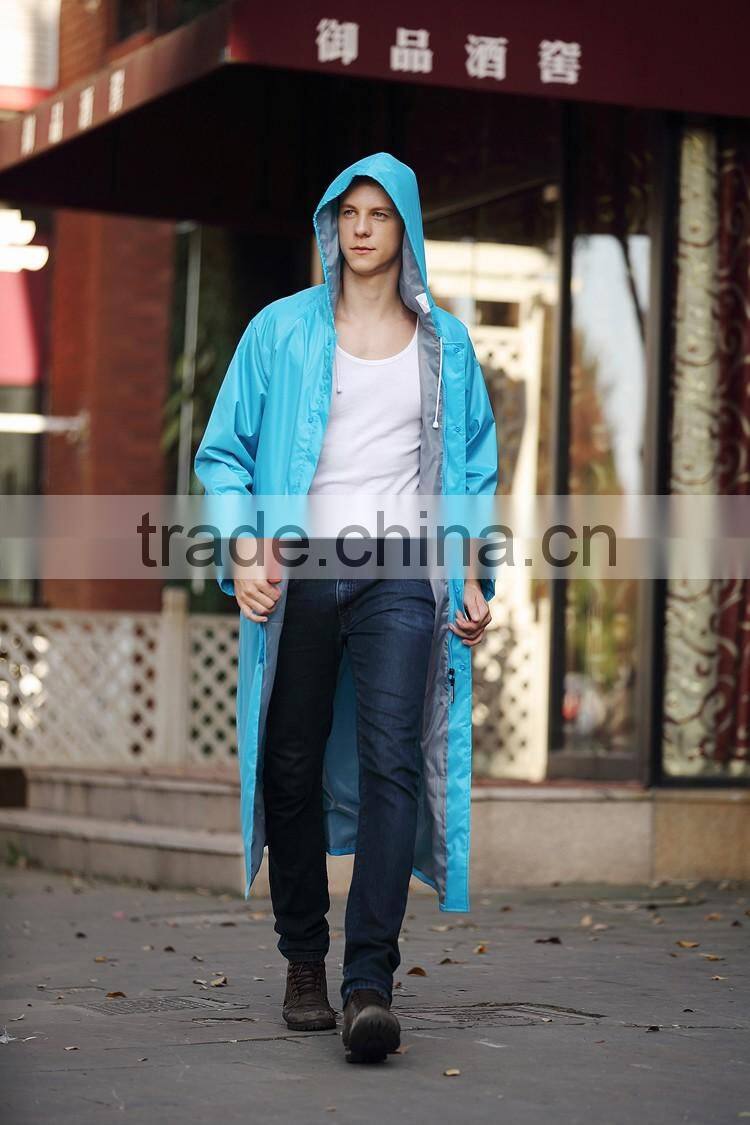Adult Foldable Waterproof Hooded Long Rain Jacket Raincoat durable polyester raincoat