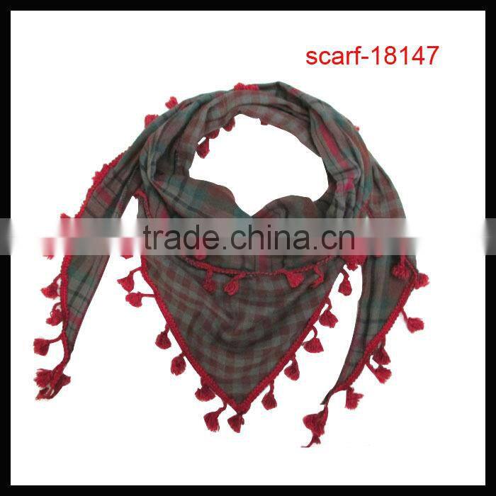 fashion lady polyester chevron triangle scarf tassel