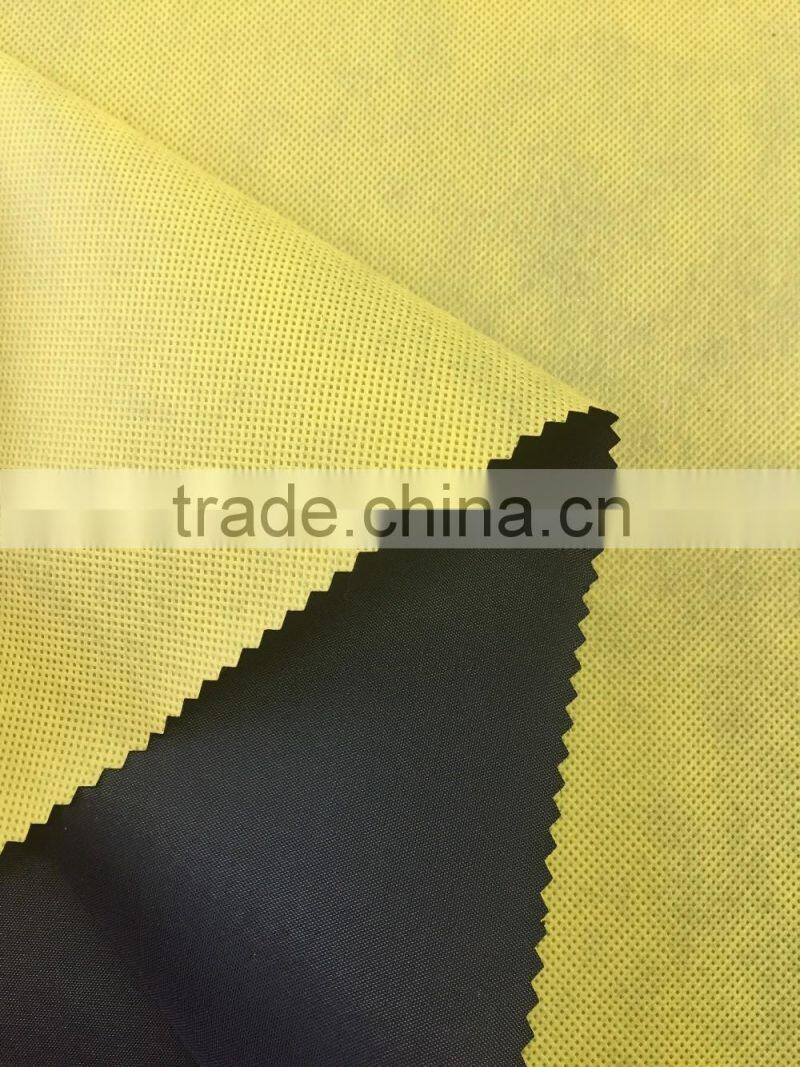 non-woven fashion coated shoes fabric/yellow color coated 210T polyesterfabric/table cloth