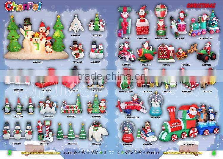 Outdoor Christmas led lights inflatable train with santa