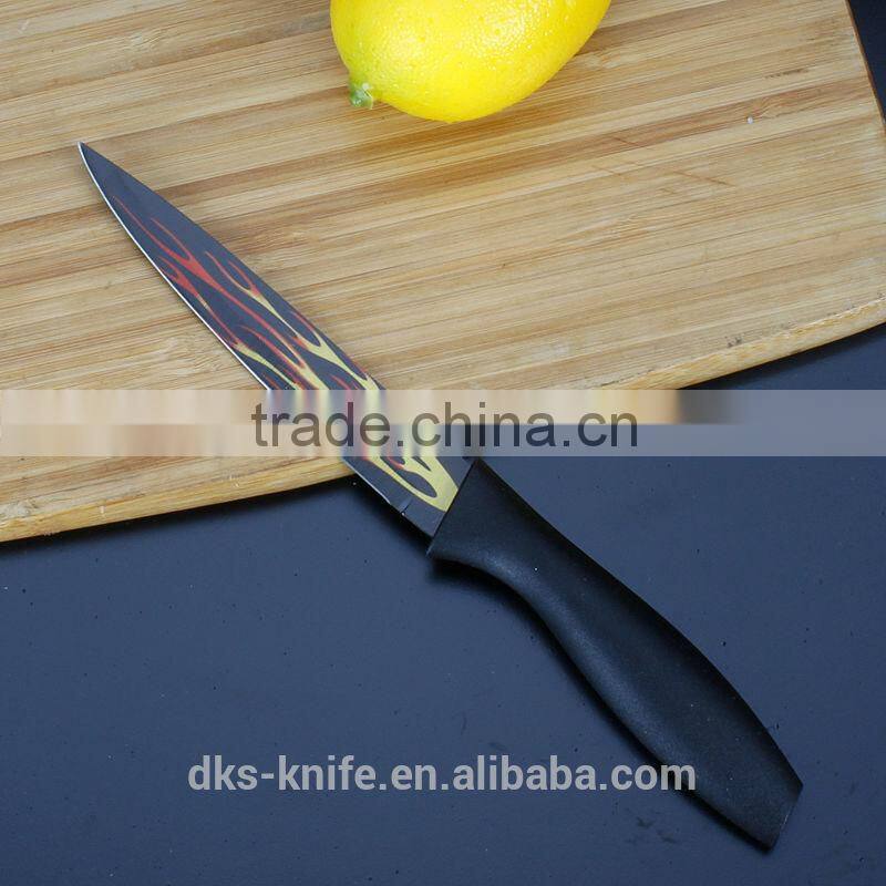 KP1402-S5 New Designed Colorful Nonstick Knife with PVC Box Packing Color Coating 5pcs knife set