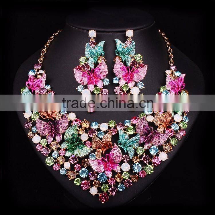 18 kg Gold plated bridal Wedding jewelry set crystal bead necklace and earrings with rhinestone african jewelry sets