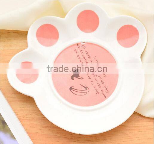 creative lovely pussy cat ceramic coffee mug set with tea tray, promotional pocelain kitty series of 2-piece suit