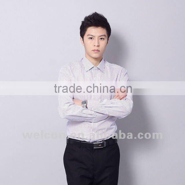 classic long sleeve latest brand design pink stripe slim fit 100% cotton business formal men dress shirt